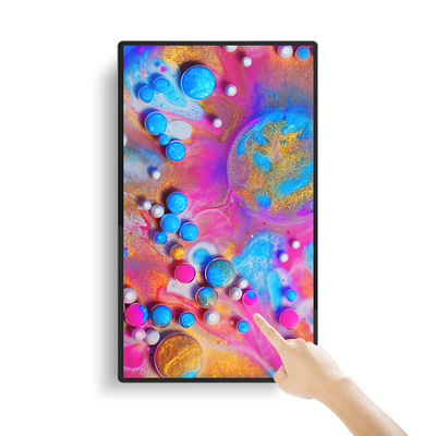 65 inch 4K Ultra HD Muur gemonteerd digitaal signage met 4mm/10mm gespleten randen en infrarood touch panel